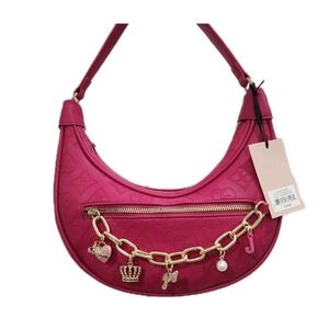 NWT Juicy Couture Top Notch Hobo Shoulder Bag Raspberry Pink Charms Gold Y2K